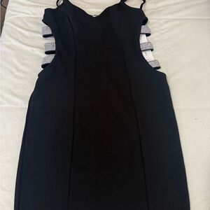 Almost Famous Black Backless Dress with Silver Accents